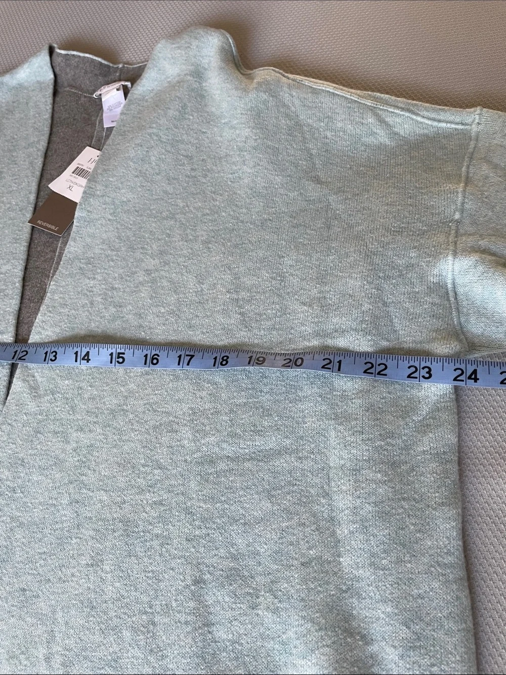 New J. Jill Reversible Cardigan Blue/Gray Cotton Blend Sweater Size XL